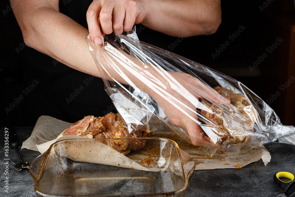 Piece of marinated meat pork Piece of marinated meat pork