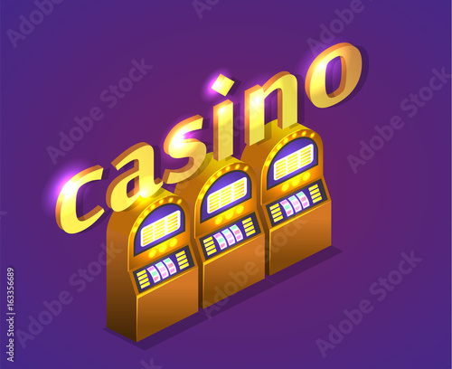 Isometric flat 3D isolated concept vector cutaway interior casino.