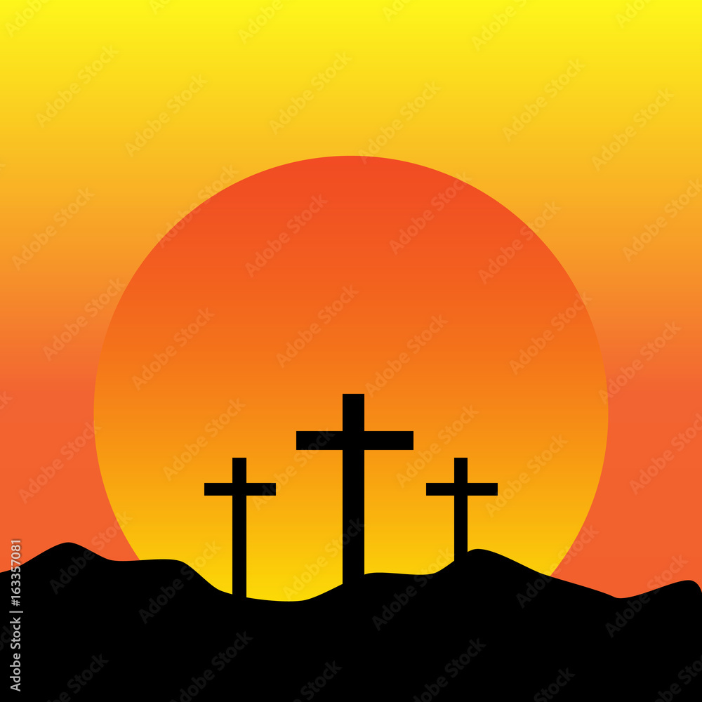 Sunset or sunrise with cross