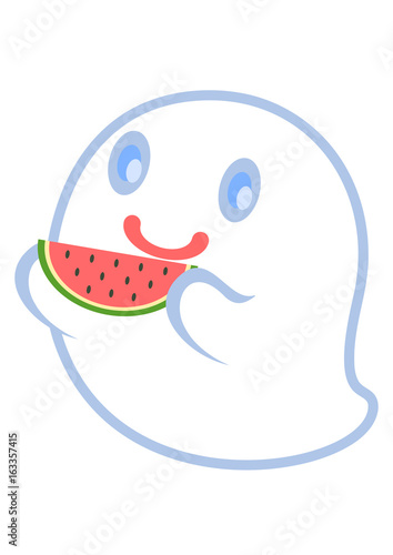 スイカを食べるおばけ Stock イラスト Adobe Stock