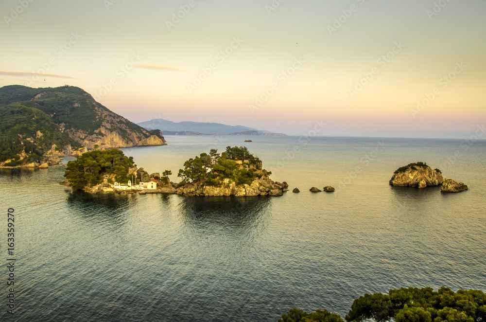 Parga Greece - sunset - View from the fortress