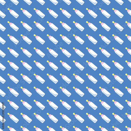 Seamless baby background for use in design, web site, packing, textile, fabric..Babys bottle pattern