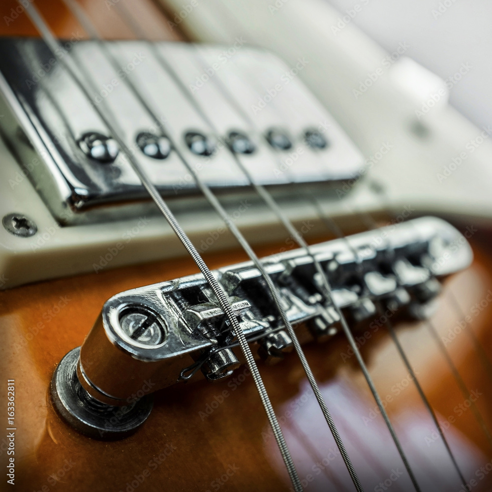 Obraz premium Rock guitar. Close-up view part of guitar, very popular musical