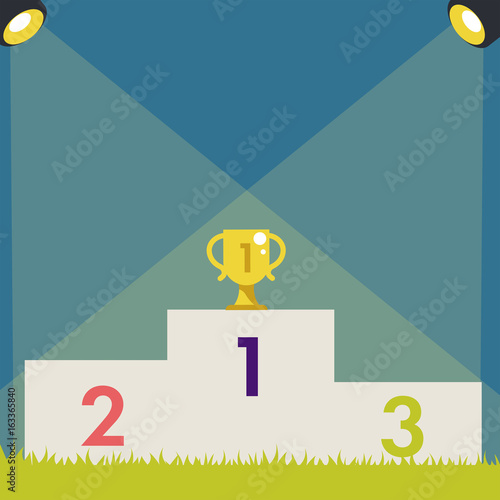 Pedestal with trophy cup. Vector illustration