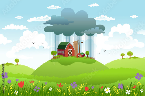 Rain over one farm