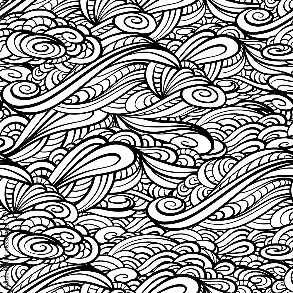 Fototapeta premium Stylized waves vector seamless pattern