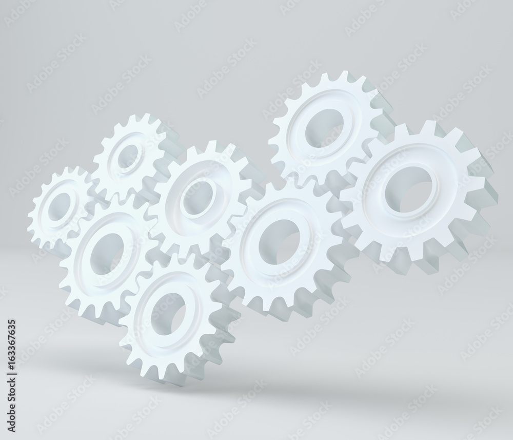 Gears on the gray background. 3d rendering. Gears on the gray background. 3d rendering.