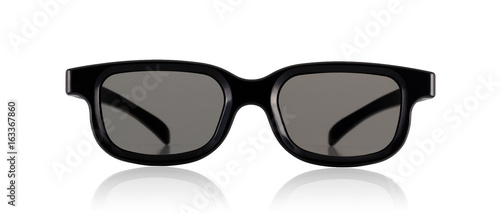 3D cinema glasses isolated on white background cut in aspect ratio of 21:9.
