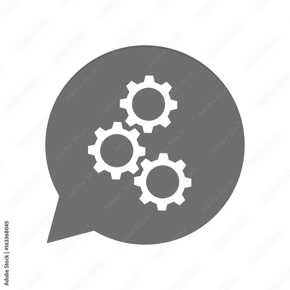 Graue Sprechblase rund - Zahnräder Teamwork Graue Sprechblase rund - Zahnräder Teamwork