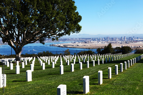 San Diego with Fort Rosecrans National Cemetary in front photo