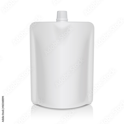 White plastic food or drink pouch with cap