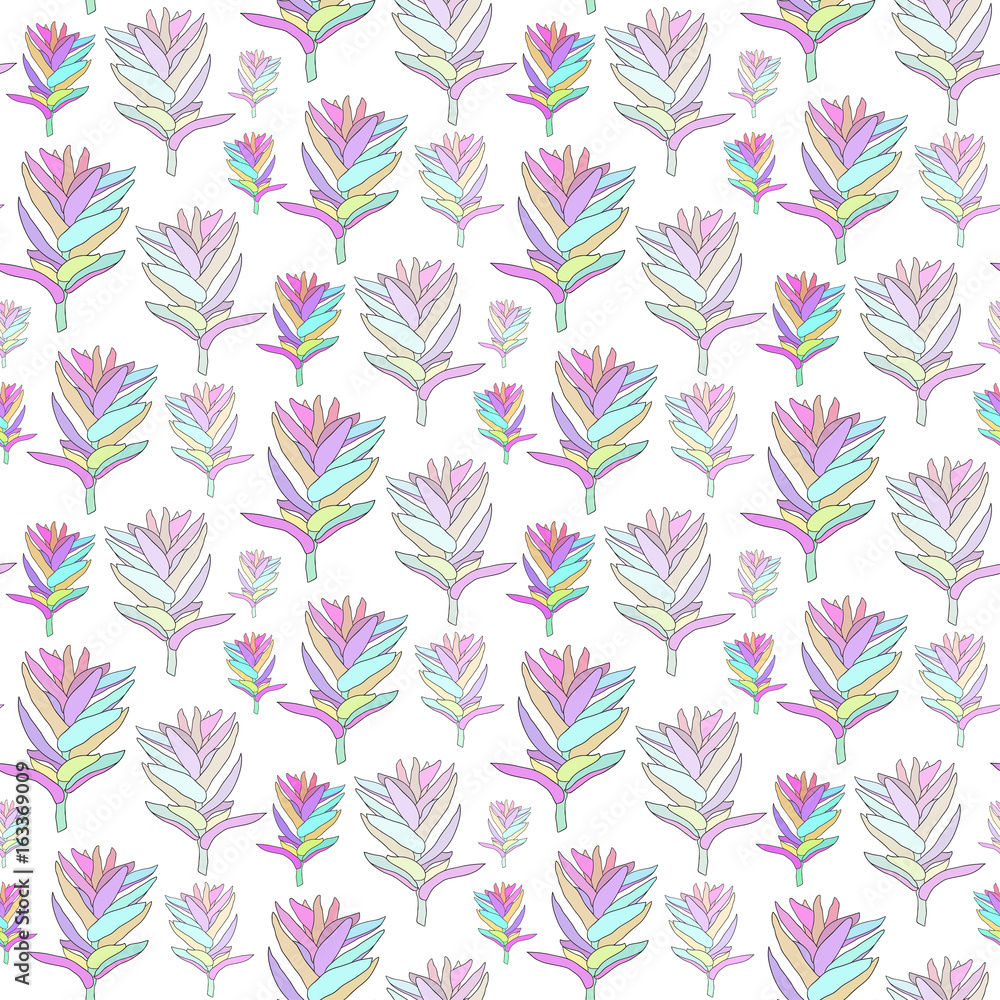 Vector seamless floral pattern with fantasy blooming flowers. Decorative background for print textile, fabric, wallpaper, home decor, packaging, wrapping paper