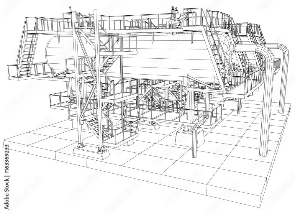 Oil and Gas industrial equipment vector illustration.