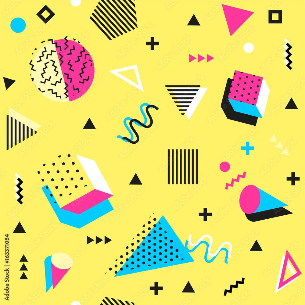 Premium Vector  Seamless pattern with retro elements and a grid in the  style of the 1990s bright vector wallpaper stickers positive