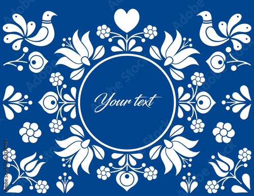 Greeting card template with hungarian folk motif