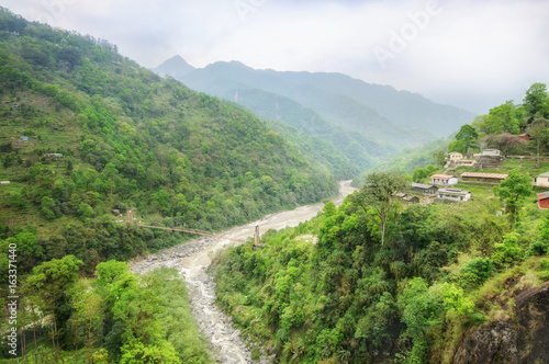View of Teesta River, it is long river near Kalimpong in Dajeeling, West Bengal India © smshoot