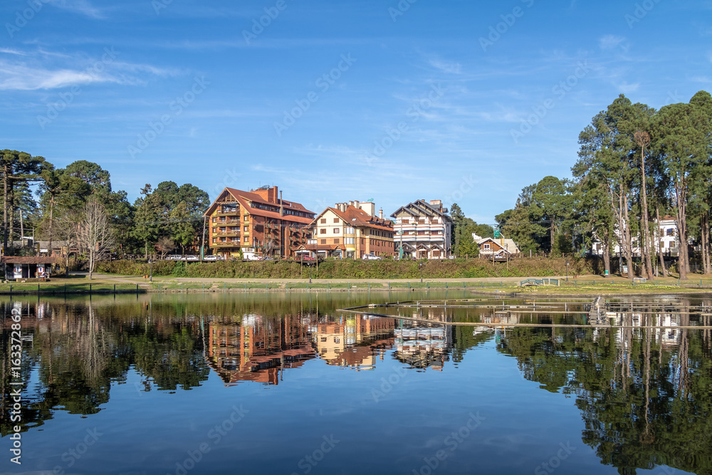 Obraz premium Joaquina Rita Bier Square and Lake - Gramado, Rio Grande do Sul, Brazil