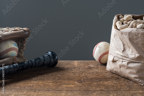 baseball grey background with peanuts