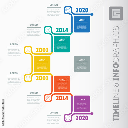 Vector infographic of technology or education process. Business presentation or timeline concept with 5 options. Web Template of a info chart or diagram. Part of the report with logo and icons set.