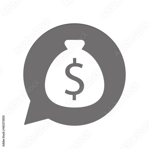 Graue Sprechblase rund - Geldsack Dollar