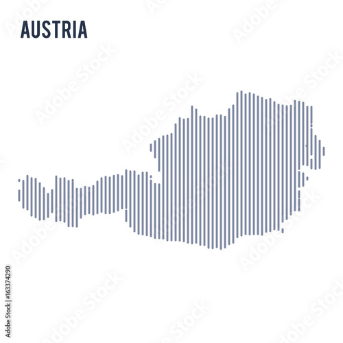 Vector abstract hatched map of Austria with vertical lines isolated on a white background.