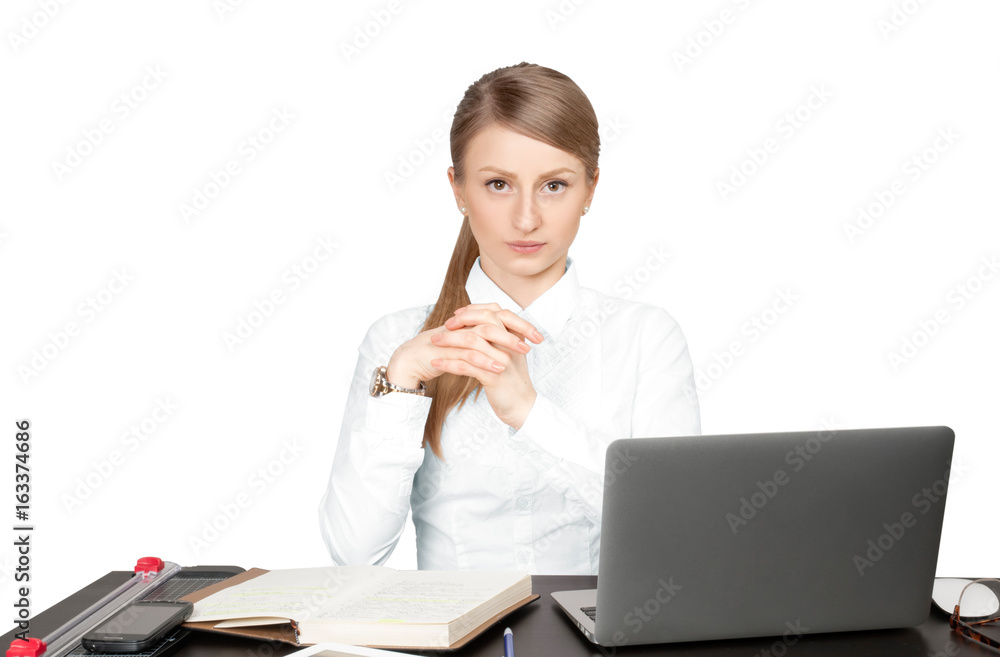 Successful business woman sitting for table Successful business woman sitting for table
