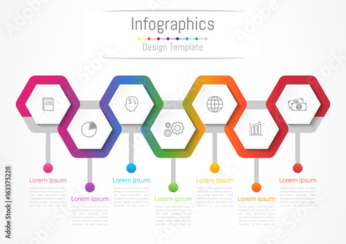 Infographic design elements for your business with 7 options, parts, steps or processes, Vector Illustration.