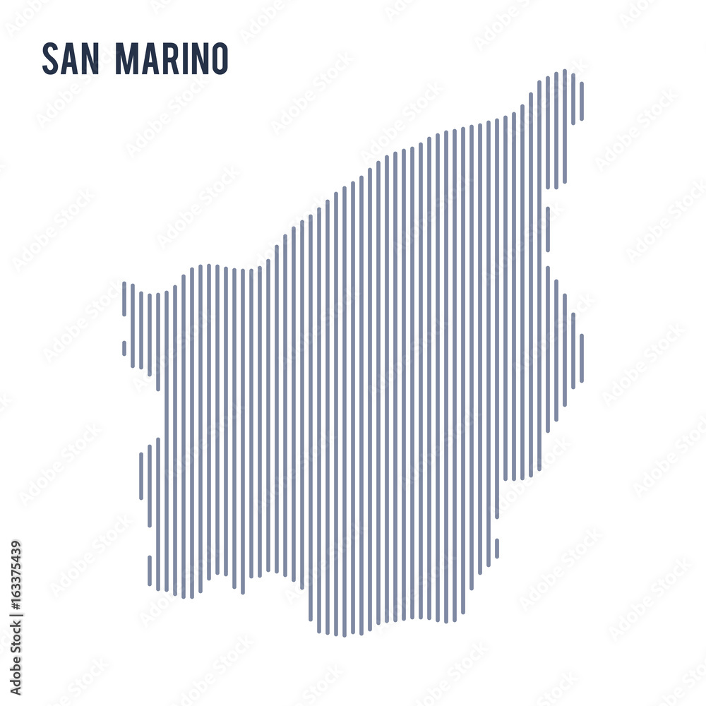Naklejka Vector abstract hatched map of San Marino with vertical lines isolated on a white background.