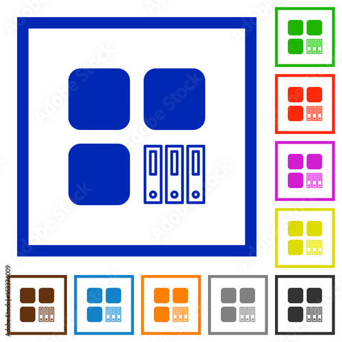 Archive component flat framed icons