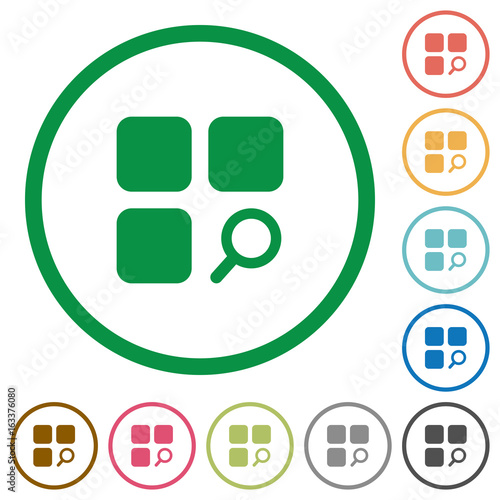 Find component flat icons with outlines
