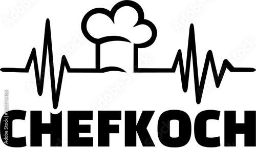 Head chef german job title with heartbeat line