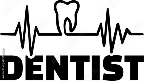 Dentist with heartbeat line tooth