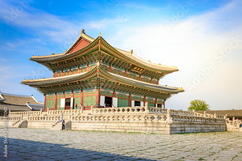 Geunjeongjeon, the Throne Hall at the Gyeongbokgung Palace, the main royal palace of the Joseon dynasty on Jun 19, 2017 in Seoul, South Korea