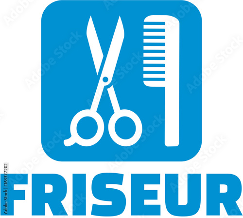 Hairdresser icon with scissor and comb german