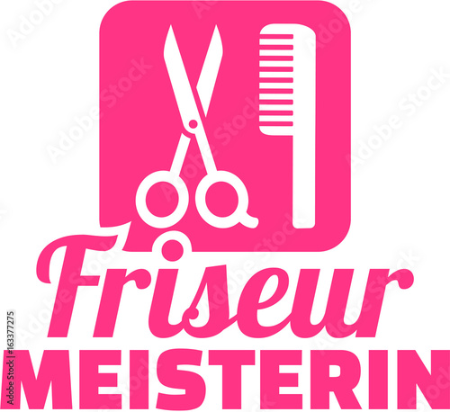 Hairdresser master icon with female german word