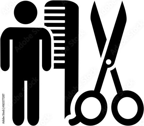 Male hairdresser icon with scissor and comb