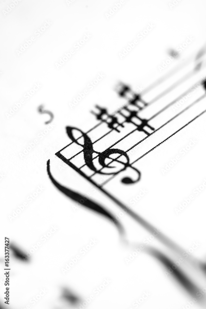 Fototapeta A music score sheet with the focus on the G-clef