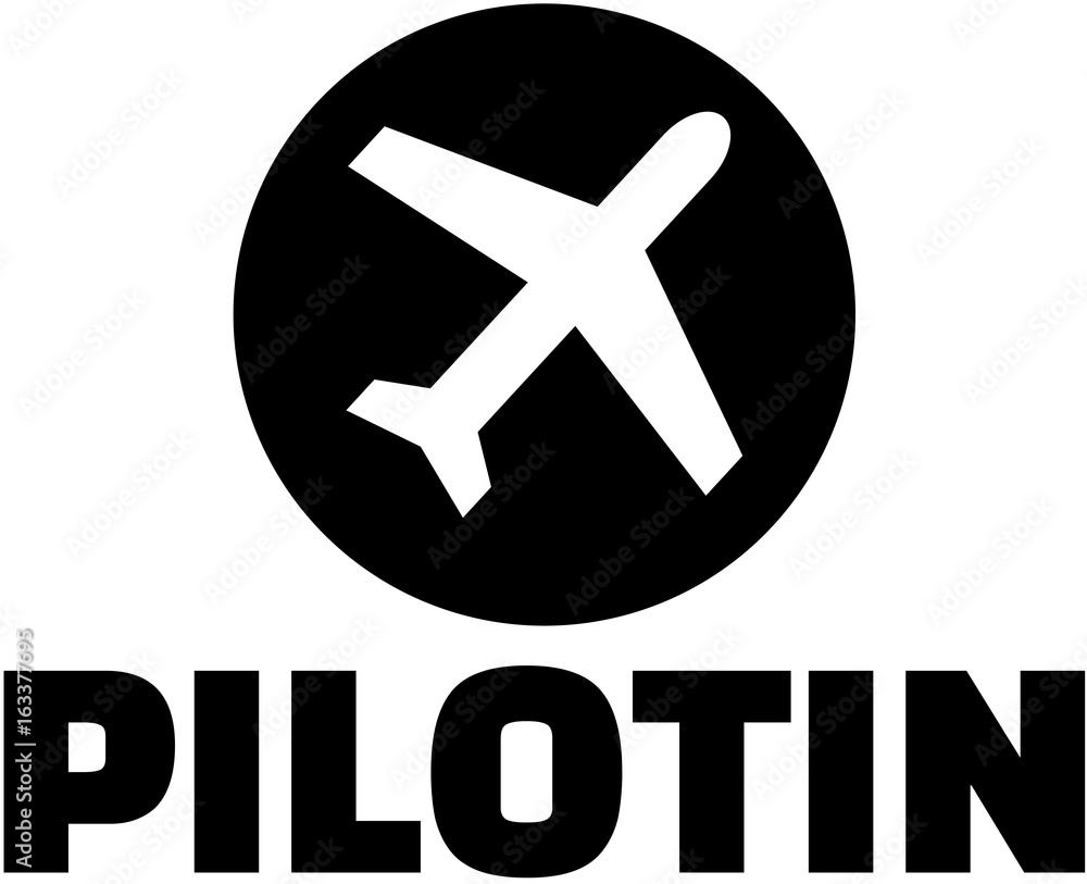 Fototapeta premium Female pilot german word with plane icon