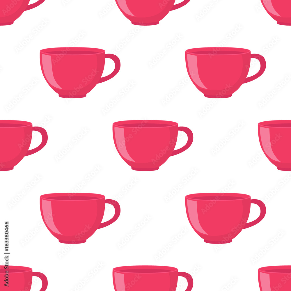 Seamless pattern of tea cup in cartoon flat style. Vector illustration Seamless pattern of tea cup in cartoon flat style. Vector illustration