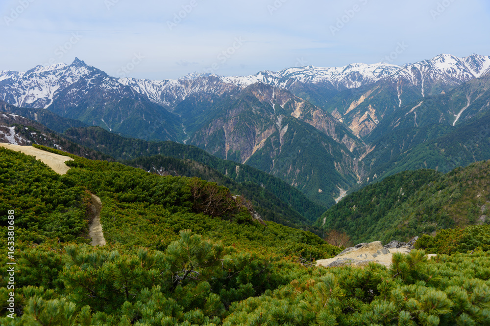 Naklejka premium 北アルプス 槍ヶ岳と裏銀座の山並み