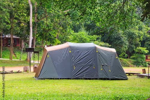 Family tent at campsite in Thailand