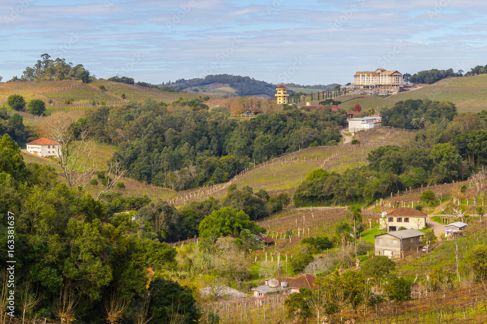 Village and Vineyards in winter, Vale dos Vinhedos valley