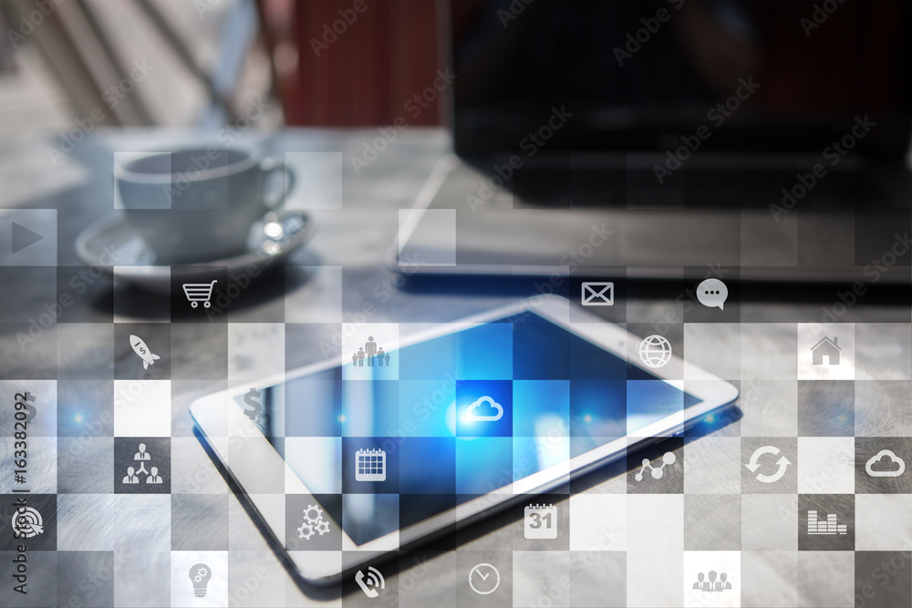 Business mockup. Icons on virtual screen. Internet, digital technology concept. Business mockup. Icons on virtual screen. Internet, digital technology concept.