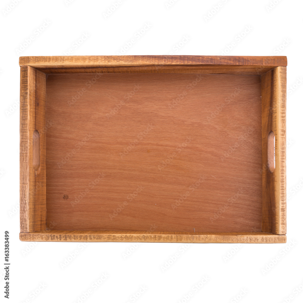 Square wooden tray on a white background Square wooden tray on a white background