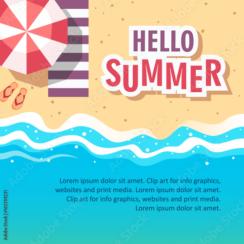 Hello summer concept vector illustration. Template for poster, banner, card, flyer etc.