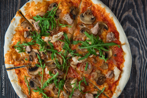 Pizza with chicken and mush...