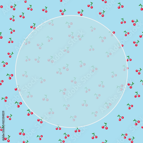 seamless pattern cherry with leaf on blur pastel background with frame space