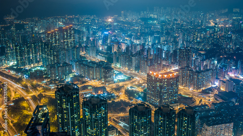 Photography Night view of Kowloon from lion rock