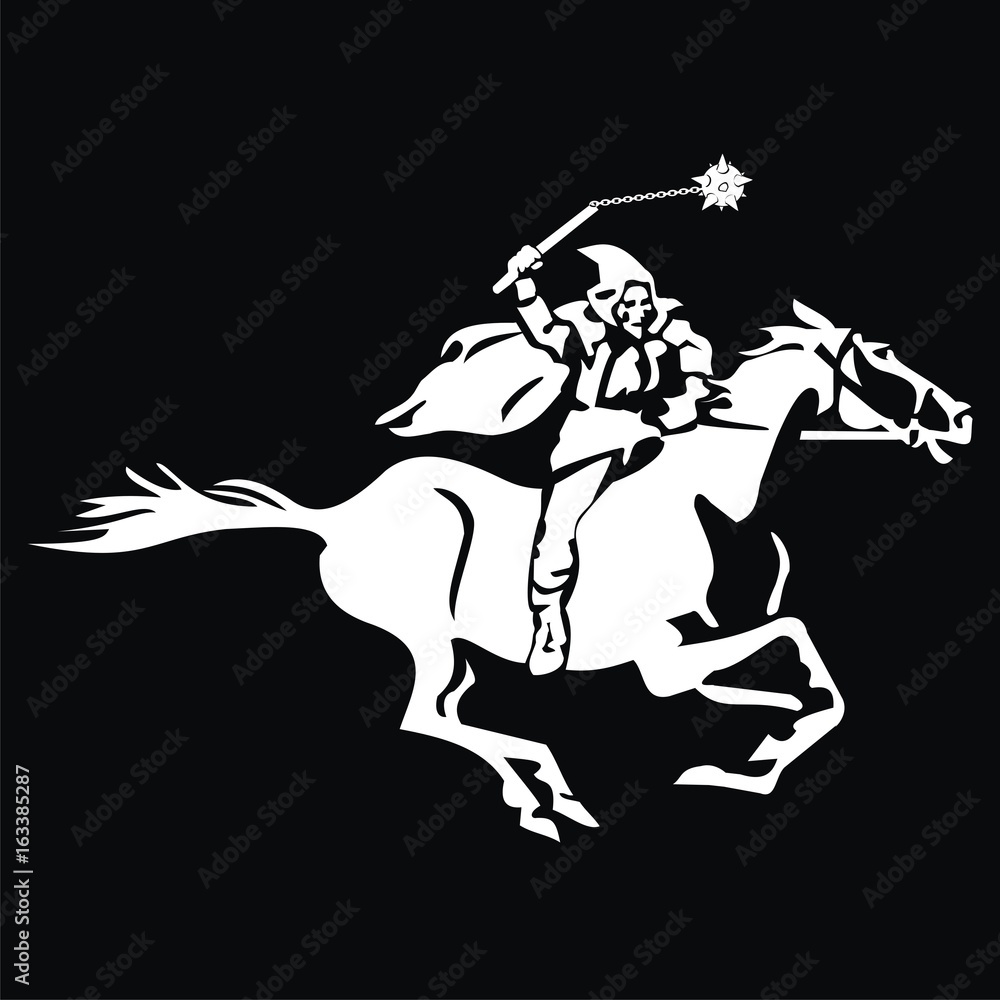 Fototapeta premium Soldier-rider with mace