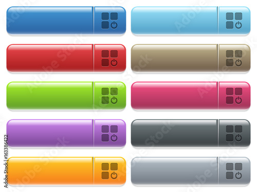 Component switch off icons on color glossy, rectangular menu button